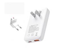 Chargeur De Rasoir TINSOL Chargeur Ultra-mince PD 65W En Nitrure De Gallium États-unis/ue/corée/royaume-uni Chargeur Rapide USB-C Double Port, Prise De Voyage Multi-pays(White 65W US EU KR)