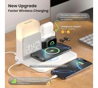 Chargeur de réveil MagSafe 7 en 1, Station sans fil pour iPhone 12-16/Samsung/Xiaomi/Huawei/Apple Watch/AirPods avec veilleuse Jaune