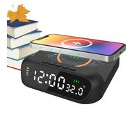 Chargeur de réveil sans fil - Affichage de l'heure numérique, Dock Smart Bedside Boundside | Station de charge rapide, horloge d'affichage de la température pour la configuration de la table de n