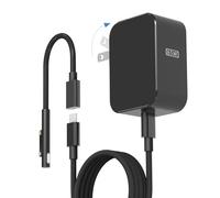 Chargeur de surface 65 W avec prise CA pliable, compatible avec Surface Pro 13 11, 12, 10, 9, 8, 7+, 7, 6, 5, 4, 3, X, Surface Book3, 2, 1, ordinateur portable et tablette, prenant en charge les
