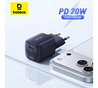 Chargeur de téléphone Baseus 20W GaN USB C PD3.0 QC à charge rapide pour iPhone 17 16 15 14 13 Pro Max, Samsung, ordinateurs portables et iPad