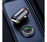 Chargeur de téléphone de voiture 100 W pour Mini Dual PD avec adaptateur de charge rapide, indicateur LED, design en alliage de zinc et plusieurs protections de sécurité pour voitures (22,5 W)