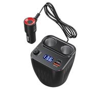 Chargeur de téléphone de voiture - Chargeur de batterie antidérapant Plug and Play 60W avec câble réglable | Adaptateur de voiture à 2 ports | Batterie et camion et téléphone