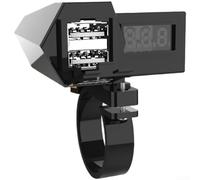 Chargeur de téléphone de voiture double USB pour moto, entrée 12 V-24 V, affichage voltmètre, moniteur de tension numérique LED étanche, interrupteur marche/arrêt, pour motos, vélos électriques, VTT