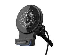 Chargeur de téléphone de voiture sans fil | 15 W charge rapide clip magnétique rotatif à 360 degrés - support de chargeur de voiture sans fil 15 W entrée audio auxiliaire intégrée - pour maison