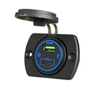 Chargeur de téléphone de voiture USB PD3.0 66 W 12 V/24 V avec capuchon pour les voyages en voiture et le camping