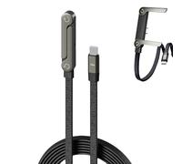 Chargeur de téléphone latéral 2 en 1, câble de charge invisible 240 W, cordon de charge rapide avec support de téléphone intégré pour smartphones, tablettes, noir