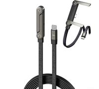 Chargeur de téléphone latéral, charge rapide 240 W, chargeur USB C invisible 2 en 1, câble de 1,5 m de long avec support de téléphone intégré pour smartphones et tablettes (240 W C-C)