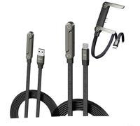 Chargeur de téléphone latéral, charge rapide 240 W, chargeur USB C invisible 2 en 1, câble de 1,5 m de long avec support de téléphone intégré pour smartphones et tablettes (A-C + C-C)