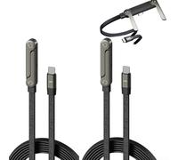 Chargeur de téléphone latéral, charge rapide 240W, chargeur support invisible Usb C 2-en-1, câble de 1,5m/4,9ft de longueur avec support de téléphone intégré pour smartphones et tablettes (2pcs 240W