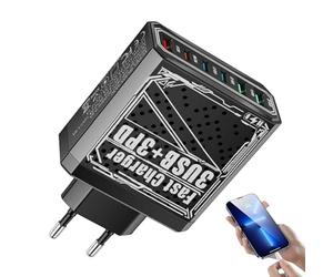 Chargeur de téléphone portable - Hub de charge rapide avec adaptateur de prise de voyage européen, blocs de 30 W pour charge rapide - Station de prise portable USB - Accessoire pour smartphone pour