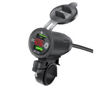 Chargeur de téléphone pour moto - Support USB du guidon | Adaptateur de charge rapide à double port pour PowerSports, pulvérisateur de vélo étanche avec protection, support sécurisé, smartphones