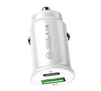Chargeur de téléphone pour voiture - Adaptateur de charge rapide C PD - Double port 3,1 A - Design portable compact - Alimentation à grande vitesse - Construction légère - Solution de protection