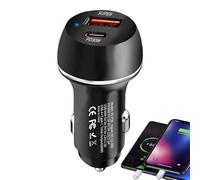 Chargeur de téléphone pour voiture, chargeur de voiture - Chargeur de voiture à deux ports - Type C PD du chargeur de voiture de 60 W USB qui charge rapidement l'adaptateur secteur de la voiture