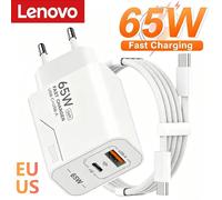 Chargeur de téléphone rapide Lenovo 65W GaN, chargeur USB C, adaptateur secteur 2 ports pour iPhone Samsung Xiaomi Type C, chargeur mural 2026