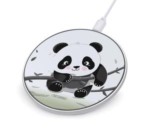 Chargeur de téléphone sans fil - Motif pandas mignons - Compatible avec les téléphones portables avec fonction de charge sans fil (pas d'adaptateur)