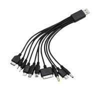 Chargeur de téléphone universel 10 en 1 avec plusieurs têtes, câble de charge USB compatible avec Samsung LG, Huawei Zte et Sony Ericsson Nokia Psp USB Noir