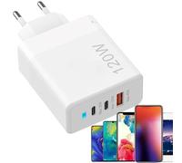 Chargeur de Type C Charge Rapide, Chargeur Multiport - 120W Double Type C + Chargeur Rapide USB | Chargeur Portable USB C Avec Voyant Lumineux, Adaptateur de Chargeur Mural Rapide