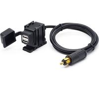 chargeur de voiture 12-24V 2.1A pour téléphone portable, double USB pour moto, prise UE
