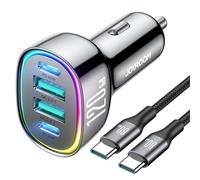 Chargeur de voiture 120 W pour iPhone 17 Pro, adaptateur allume-cigare USB C, PD&QC3.0 de type C, accessoires de voiture amusants, coffret cadeau pour iPhone 16 15 17 Air Pro Max, Samsung
