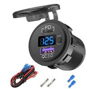 Chargeur de Voiture 12V USB C, 38W 12V USB Allume-Cigarette de Remplacement avec PD 3.0 et QC 3.0 Port U-S-B Voiture, Prise USB 12 Volt étanche avec Interrupteur et voltmètre pour Voiture Marine