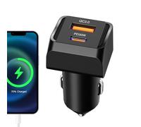 Chargeur de voiture, 2-Port USB C Smart Phone & Device Adapter for Fast Charging Smartphones, Tablets, Cameras, and Electronics in Cars, Trucks, RVs, SUV, Sedans, Travel, or Road Trips