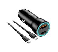 Chargeur de voiture 25W avec port USB C et câble USB C 60W charge rapide