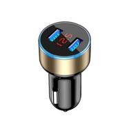 Chargeur de voiture 3,1 A QC3.0 2 USB 12-24 V numérique à charge rapide adaptateur de prise allume-cigare (jaune-1)