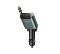 Joyroom JR-CCL07 Chargeur de Voiture rétractable 3 en 1 - Deux Ports USB et de Type C, Charge Rapide, Design Peu encombrant, Compatible avec Smartphones et tablettes - Gris foncé