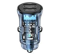 Chargeur de voiture 3A USAMS à charge rapide, 2 ports USB-A bleu