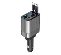 Chargeur de voiture 4 en 1 avec câble rétractable Lampe d'ambiance Star Top Light 120 W Adaptateur USB Type-C Voiture 12-24 V Ports Chargeur de téléphone