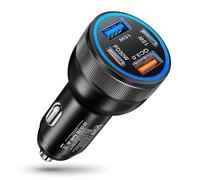 Chargeur de voiture 4 en 1 USB C 65 W - Adaptateur allume-cigare 4 ports 12 V - Adaptateur USB pour voiture camion PD & QC3.0 - Prise de charge rapide pour iPhone 17 16 15 Samsung Google Pixel