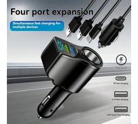Chargeur de voiture 4 ports avec charge rapide PD et interface TPC, double ports USB + Type-C 5A 12W chacun, prise de voiture compacte 20A 12W, adaptateur d'alimentation pour véhicule, gadget technolo