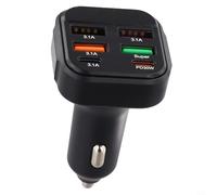 Chargeur de voiture 48 W 6 ports avec PD 30 W USB-C et QC 3.0 Charge rapide, adaptateur multi-appareils pour téléphones et tablettes, allocation intelligente de l'alimentation et affichage de la