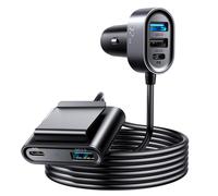Chargeur de voiture 5 appareils 2xPD + 2xQC3.0 72W 1,5 m noir