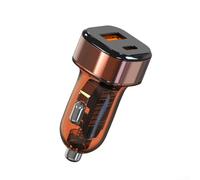 Chargeur de voiture 52,5 W double USB adaptateur de charge rapide avec design mécanique transparent pour iPhone pour Android - Prise de véhicule de style métal orange (orange)