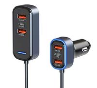 Chargeur de voiture 65 W One to Six PD3.0/QC3.0 TypeC Adaptateur d'extension de charge rapide Adaptateur multiport allume-cigare HUB Adaptateur de voiture