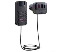 Chargeur de voiture 66 W 6 ports USB USB-C PD .0 Adaptateur de charge rapide avec câble d'extension de 1,5 m et clip arrière pour plusieurs appareils, y compris les smartphones et tablettes