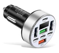 Chargeur de voiture 8 ports 40 W avec affichage numérique de la tension, 4 ports USB et 4 ports de charge PD, design compact adapté pour voyage, maison et bureau (noir)