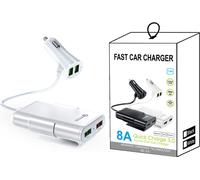 Chargeur de voiture 8a Qc3.0 Siège avant arrière 1 à 4 Multiport 4usb Chargeur Ing Adaptateur avec câble universel pour Dc 12v Blanc