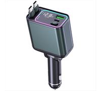 Chargeur de voiture 90 W 4 en 1 à charge rapide avec câble rétractable et port USB Type-C. Adaptateur secteur pour voiture.
