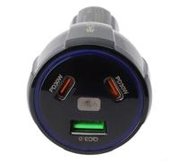 Chargeur de voiture 90 W LED 3 ports avec charge rapide PD pour iPhone appareils USB C compatibles avec véhicules de 12 V à 32 V