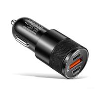 Chargeur de voiture à charge rapide 3,1 A Sortie double port USB Adaptateur - Corps en alliage d'aluminium pour smartphones et tablettes - Gadget pour tableau de bord de petite taille (noir)