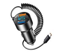 Chargeur de voiture à charge rapide - PD QC 3.0 USB Adaptateur de charge rapide de voiture | Adaptateur de câble spiralé 100 W automobile pour smartphones, tablettes, ordinateurs portables