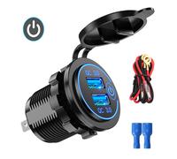Chargeur de voiture à prise de charge rapide QC3.0, double USB 12 V-24 V, allume-cigare avec interrupteur tactile pour téléphone
