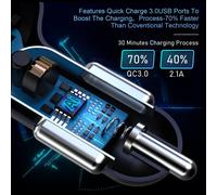 Chargeur De Voiture Allume Cigare Usb 4 Ports, Adaptateur De Chargeur Rapide Compatible Avec Iphone, Ipad Samsung, Huawei, Xiaomi, Tablette