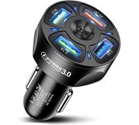 Chargeur De Voiture Allume Cigare Usb 4 Ports, Adaptateur De Chargeur Rapide Compatible Avec Iphone, Ipad Samsung, Huawei, Xiaomi, Tablette
