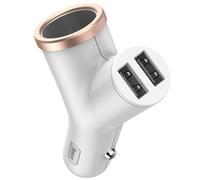 Chargeur de voiture avec 2 sorties USB et extension allume-cigare , Type Y Baseus , 3.4 A , 12V-24V , blanc