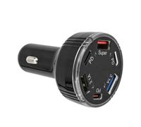 Chargeur de voiture avec 6 ports dont PD et type C pour une charge rapide avec surveillance de la tension réelle via écran LED (Noir)