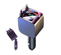 Chargeur de voiture avec câble rétractable | recharge rapide 2 ports USB de voiture avec lumière étoilée - chargeur de téléphone portable pour véhicules | pour camping aventure véhicule voyage